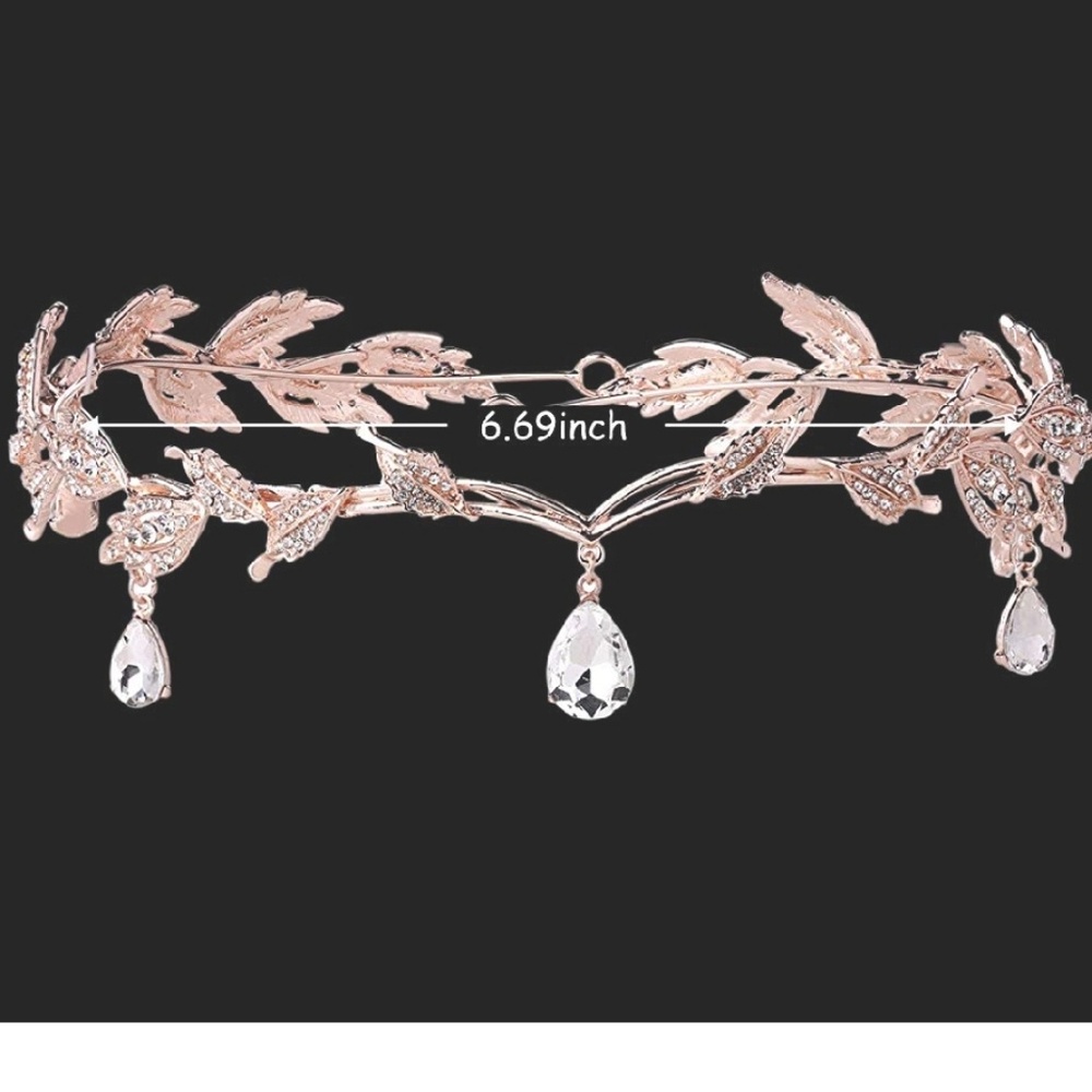 💎ROSEGOLD CRYSTAL LEAF HEAD PIECE